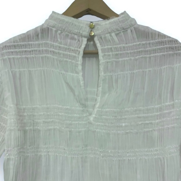 Keepsake The Label Naive High Neck Blouse in Ivory White Chiffon Sparkle - Picture 8 of 17